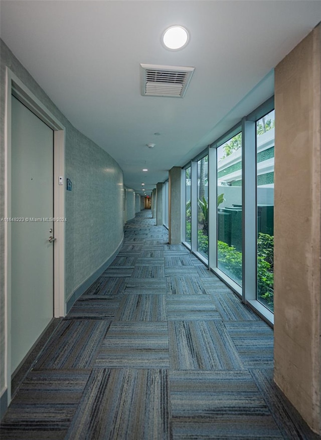 hallway featuring carpet flooring