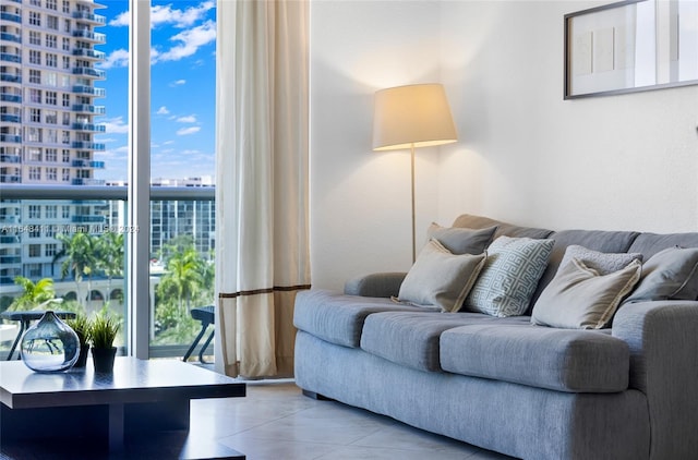 view of tiled living room