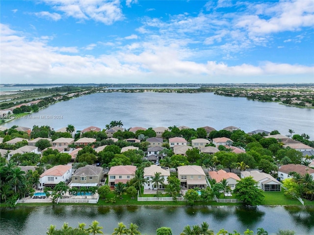 bird's eye view featuring a water view