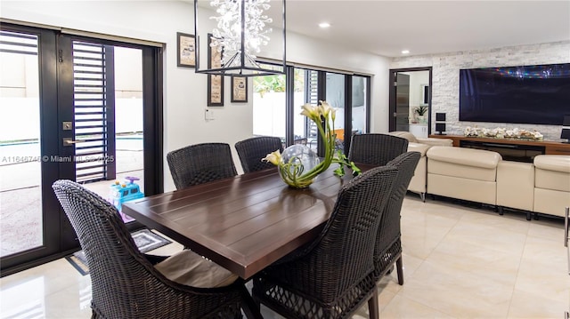 8886 NW 187th St, Miami, FL 33018 - dining area featuring recessed lighting, light tile patterned floors, and french doors