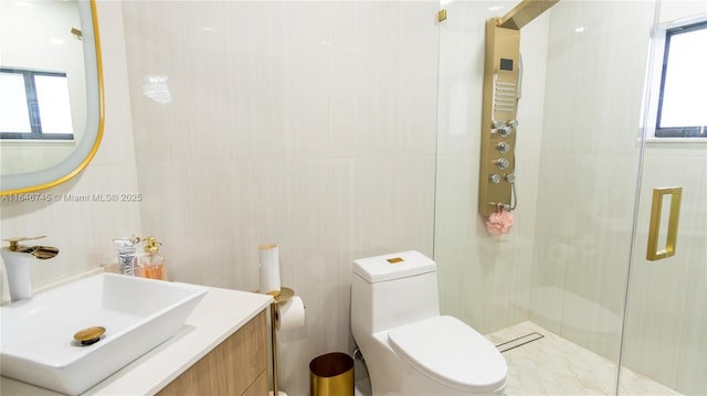 8886 NW 187th St, Miami, FL 33018 - bathroom with tile walls, toilet, and a shower stall