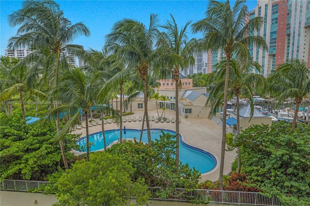 view of pool featuring a patio area