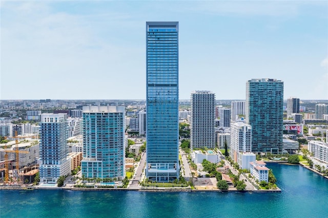 view of city with a water view