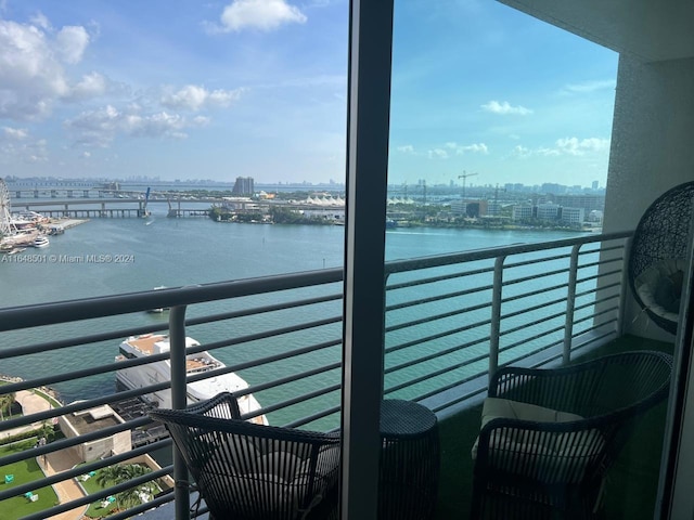 balcony with a water view