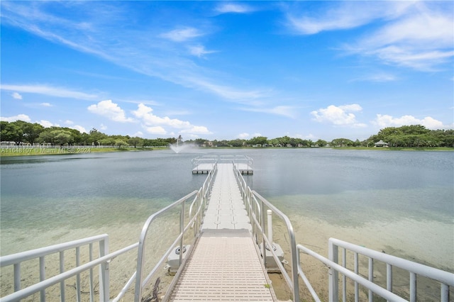 view of dock featuring a water view