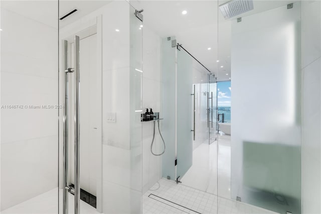 bathroom with plus walk in shower