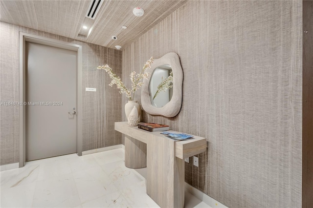 bathroom featuring wood ceiling