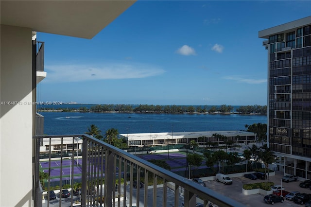 balcony with a water view