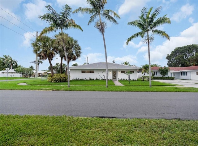 ranch-style house featuring a front yard