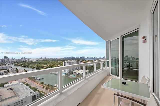 balcony with a water view