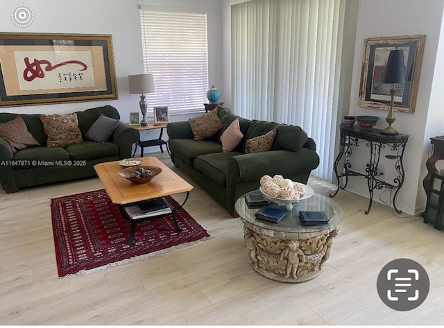 living area with wood finished floors