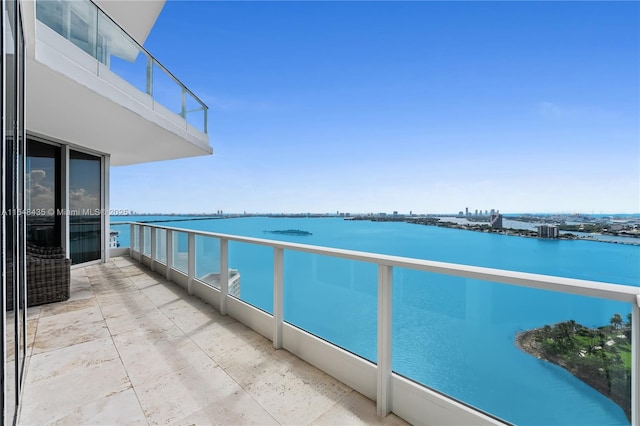 balcony with a water view