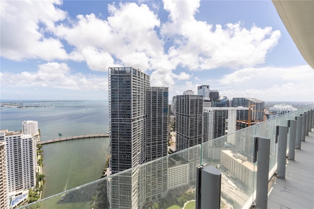 balcony with a water view