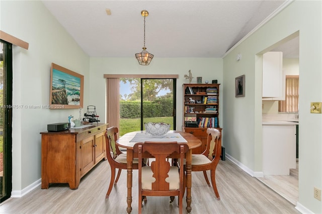 dining area with light wood-type flooring