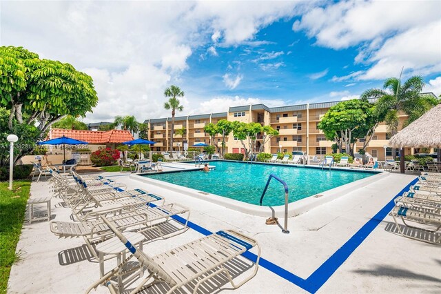 view of pool featuring a patio area