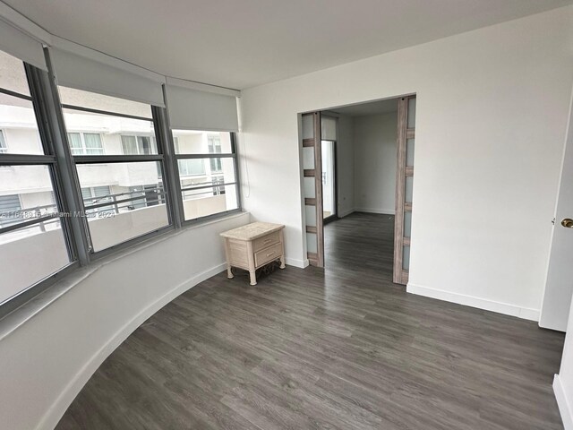 spare room featuring dark wood-type flooring