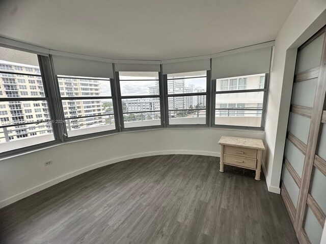 unfurnished room with a healthy amount of sunlight and dark hardwood / wood-style floors