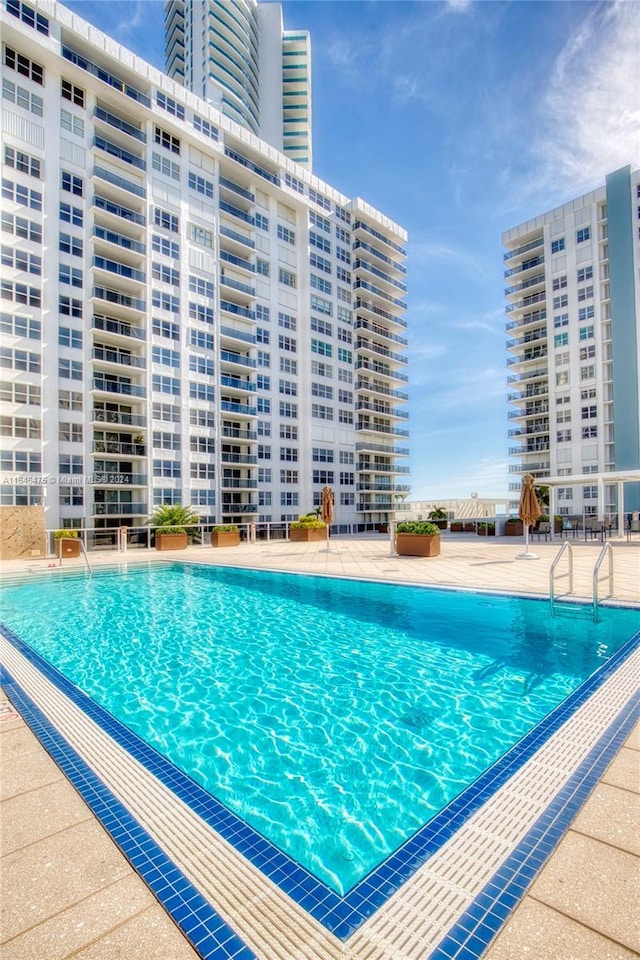 view of pool with a patio area