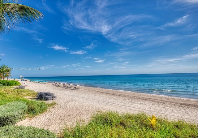 view of water feature with a view of the beach