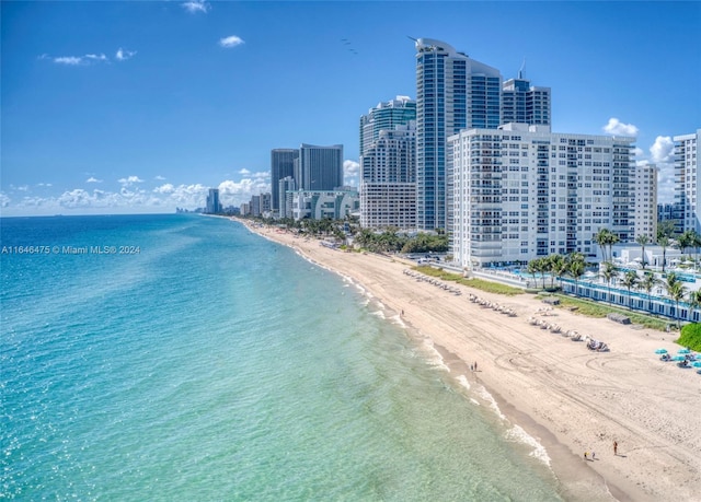 property view of water with a beach view