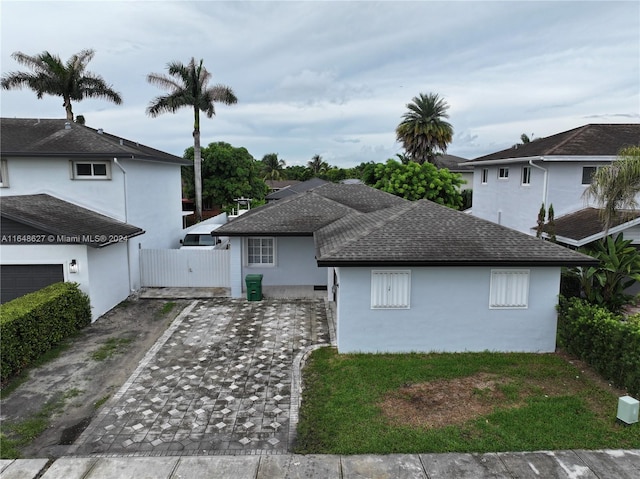 exterior space with a garage