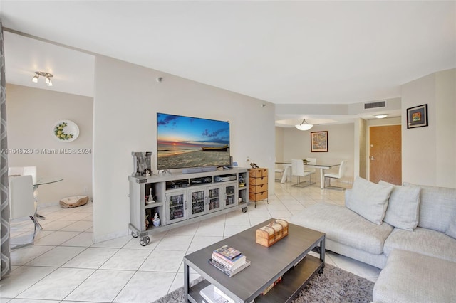 view of tiled living room