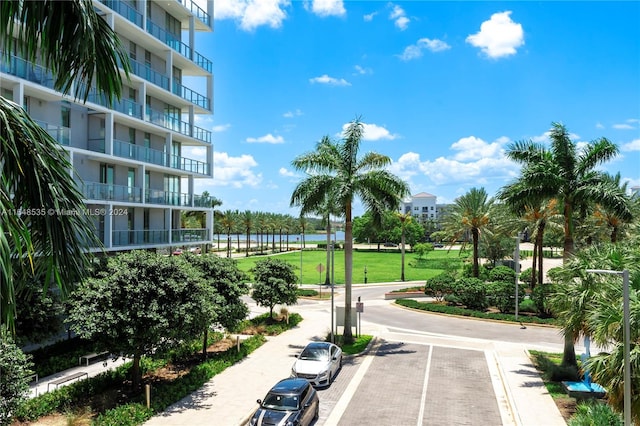 view of community with a lawn