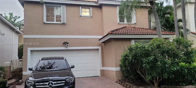 exterior space featuring a garage