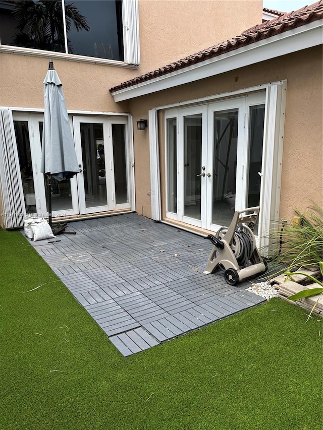 view of patio featuring french doors