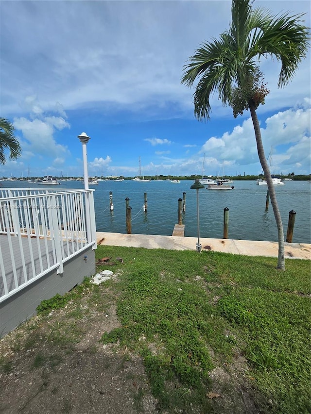 property view of water with a boat dock