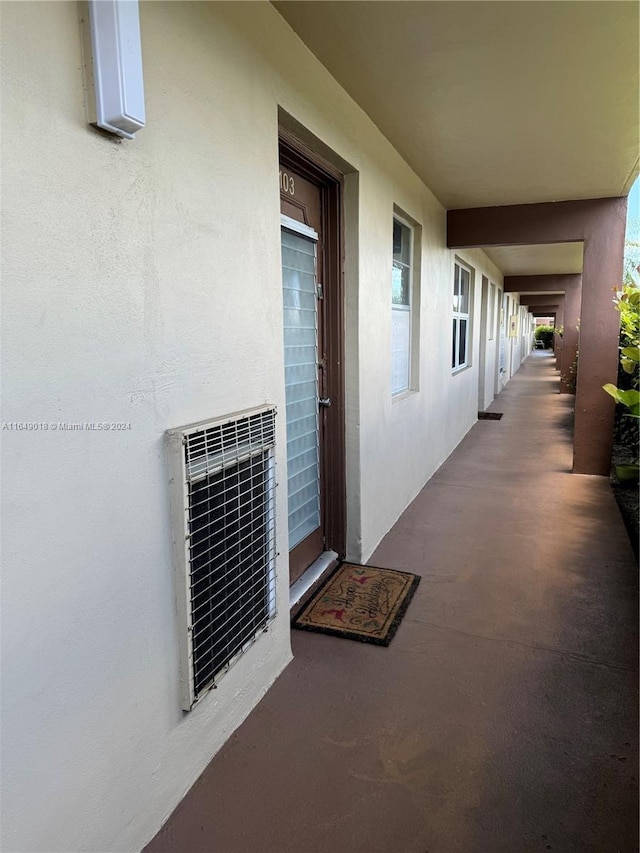 view of exterior entry with heating unit