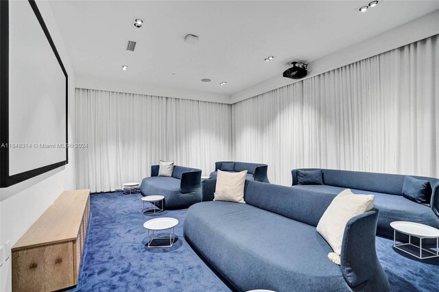 cinema room featuring carpet