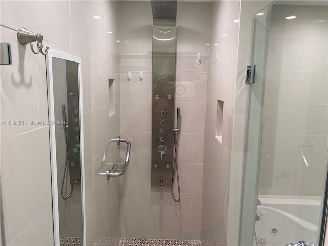 bathroom with plus walk in shower