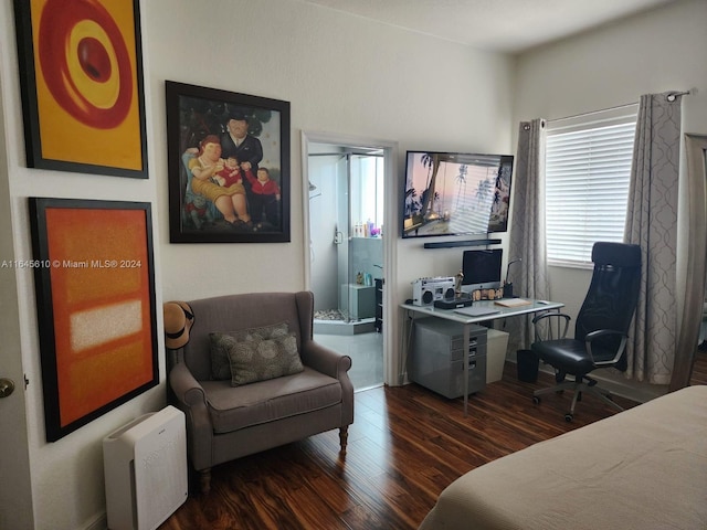 bedroom featuring dark hardwood / wood-style floors