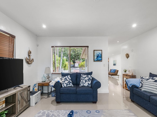 view of tiled living room