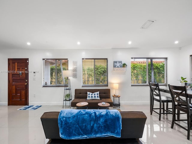 view of tiled living room