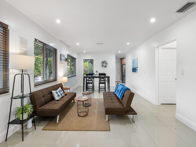 view of tiled living room