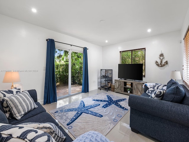 view of tiled living room