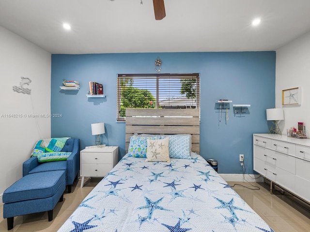 bedroom featuring ceiling fan