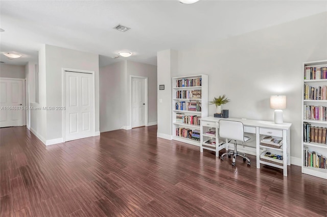 office space featuring dark hardwood / wood-style floors