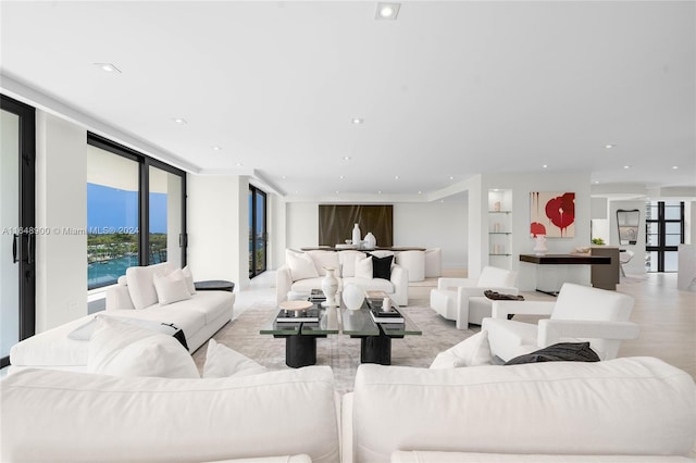 living room featuring light hardwood / wood-style flooring