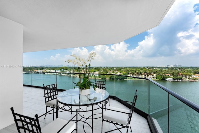 balcony with a water view