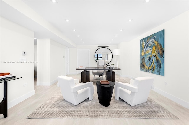 living room featuring light hardwood / wood-style flooring