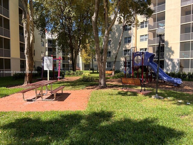 view of play area with a lawn