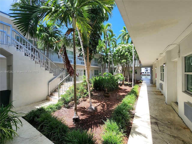 view of yard featuring stairs