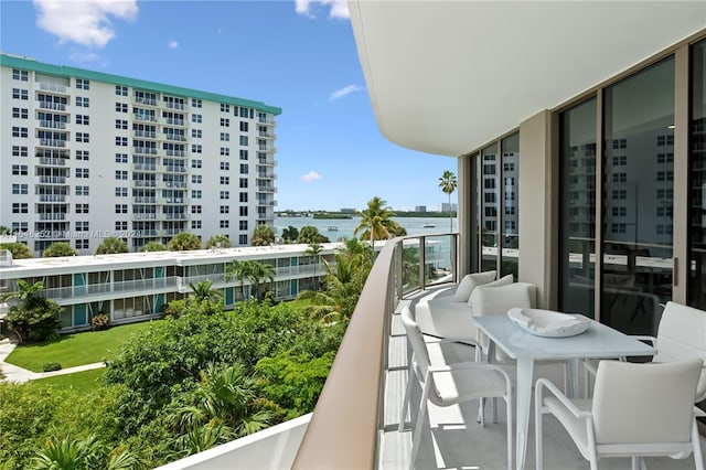 balcony with a water view