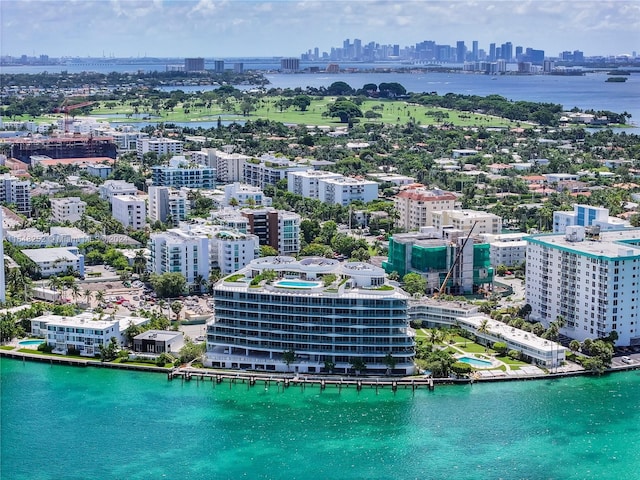 bird's eye view featuring a water view