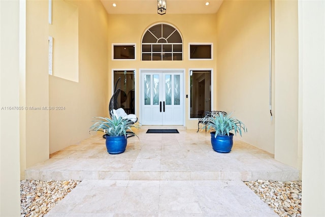 entrance to property featuring french doors