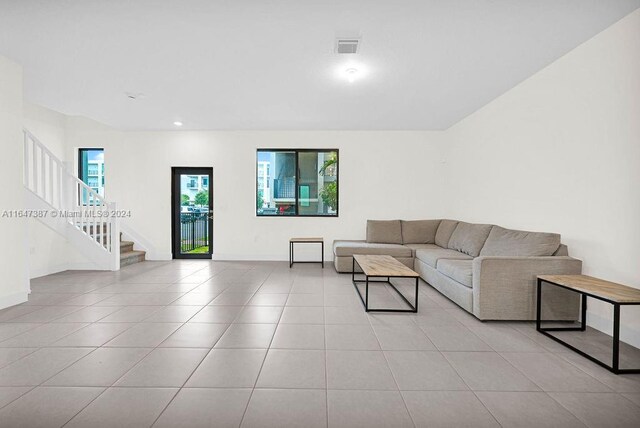 view of tiled living room