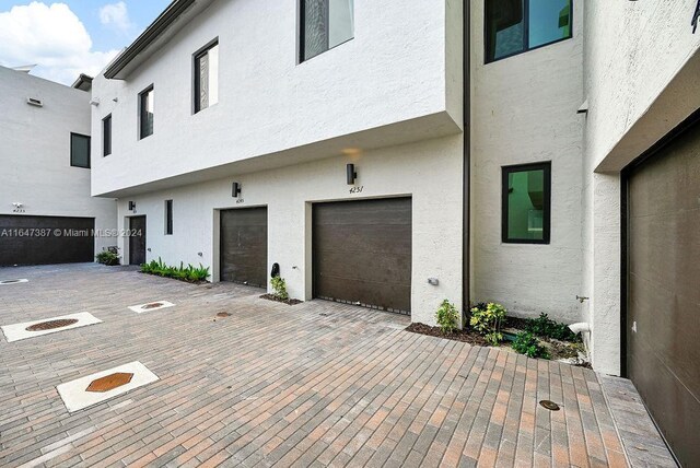 exterior space featuring a garage